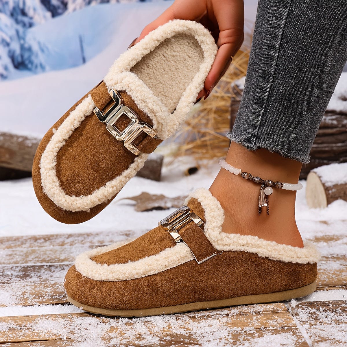 Chaussons mules femme Camel / 34-35