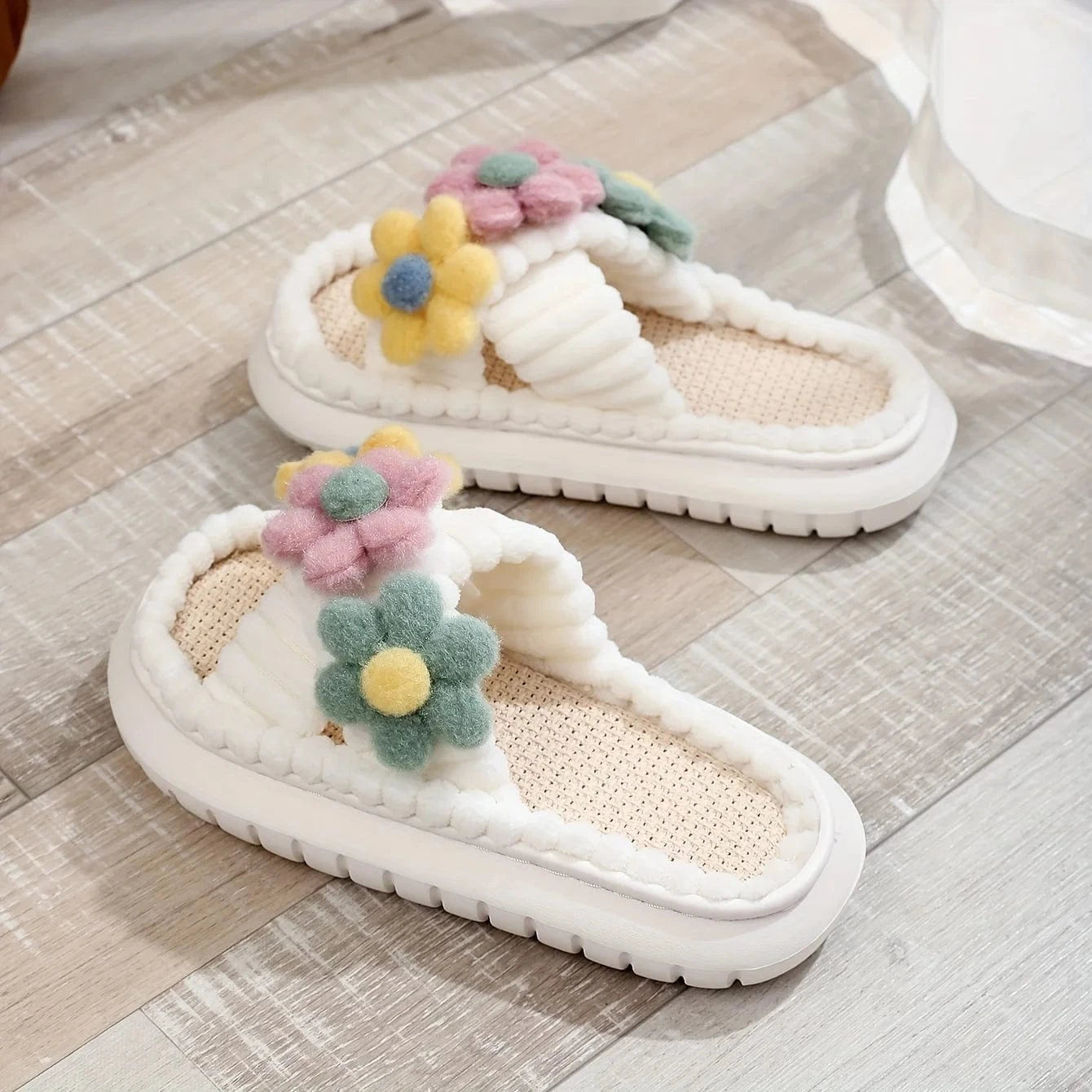 Chaussons pour femme - Flower Blanc / 35-36