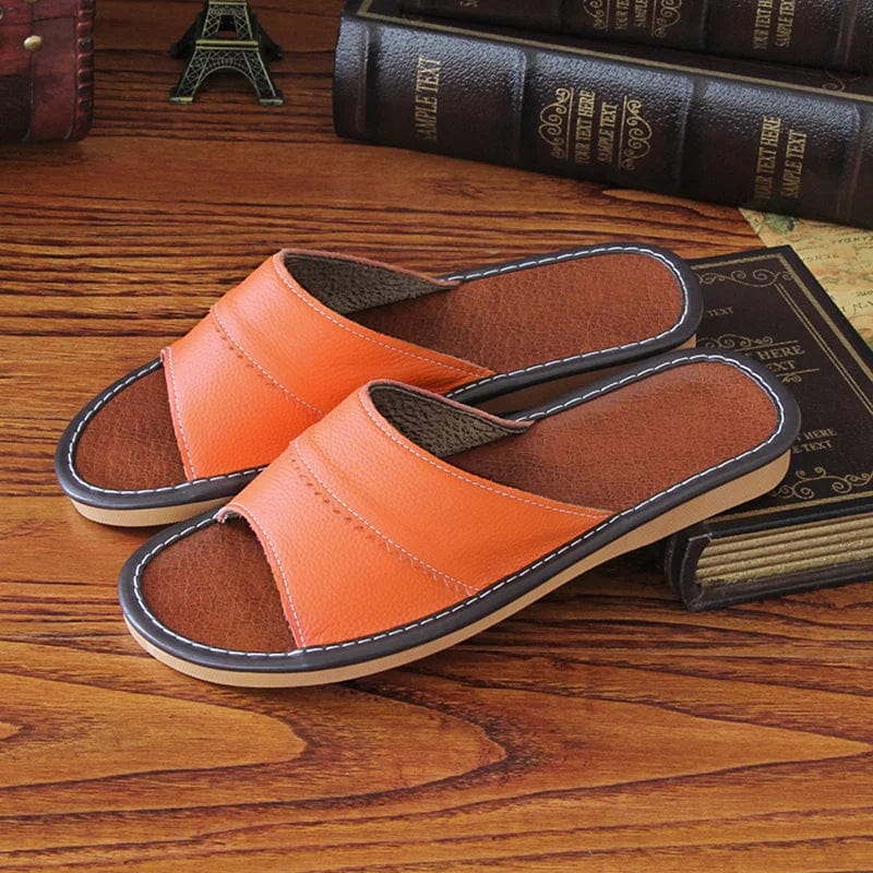 Claquette Pantoufle en Cuir Orange / 40-41