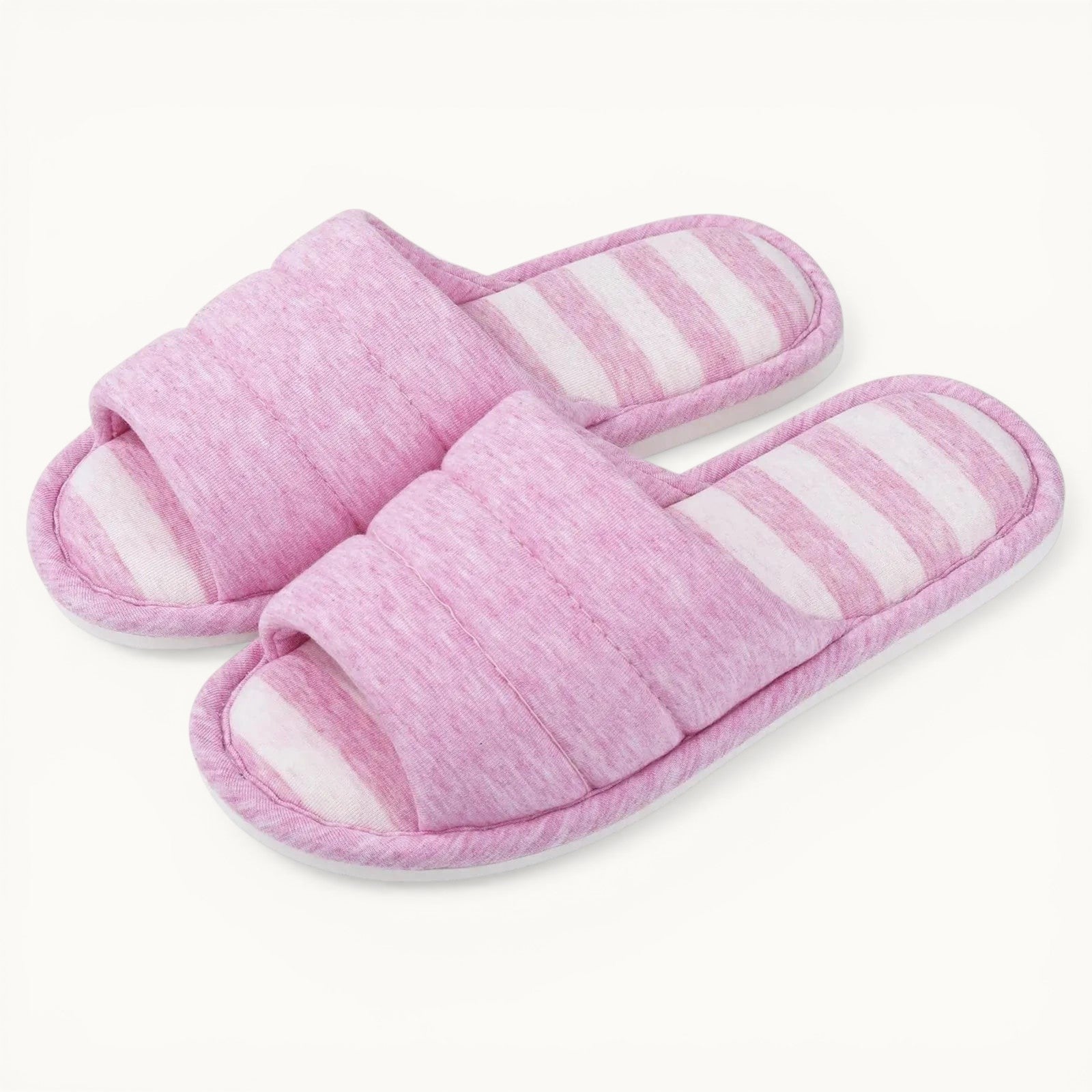 Comwarm – pantoufles d'intérieur en coton à bout ouvert pour femmes, tongs souples et décontractées pour la maison, en mousse à mémoire de forme, chaussures plates pour chambre à coucher Dark Pink / 43-44(10.2-10.4inch) / CHINA