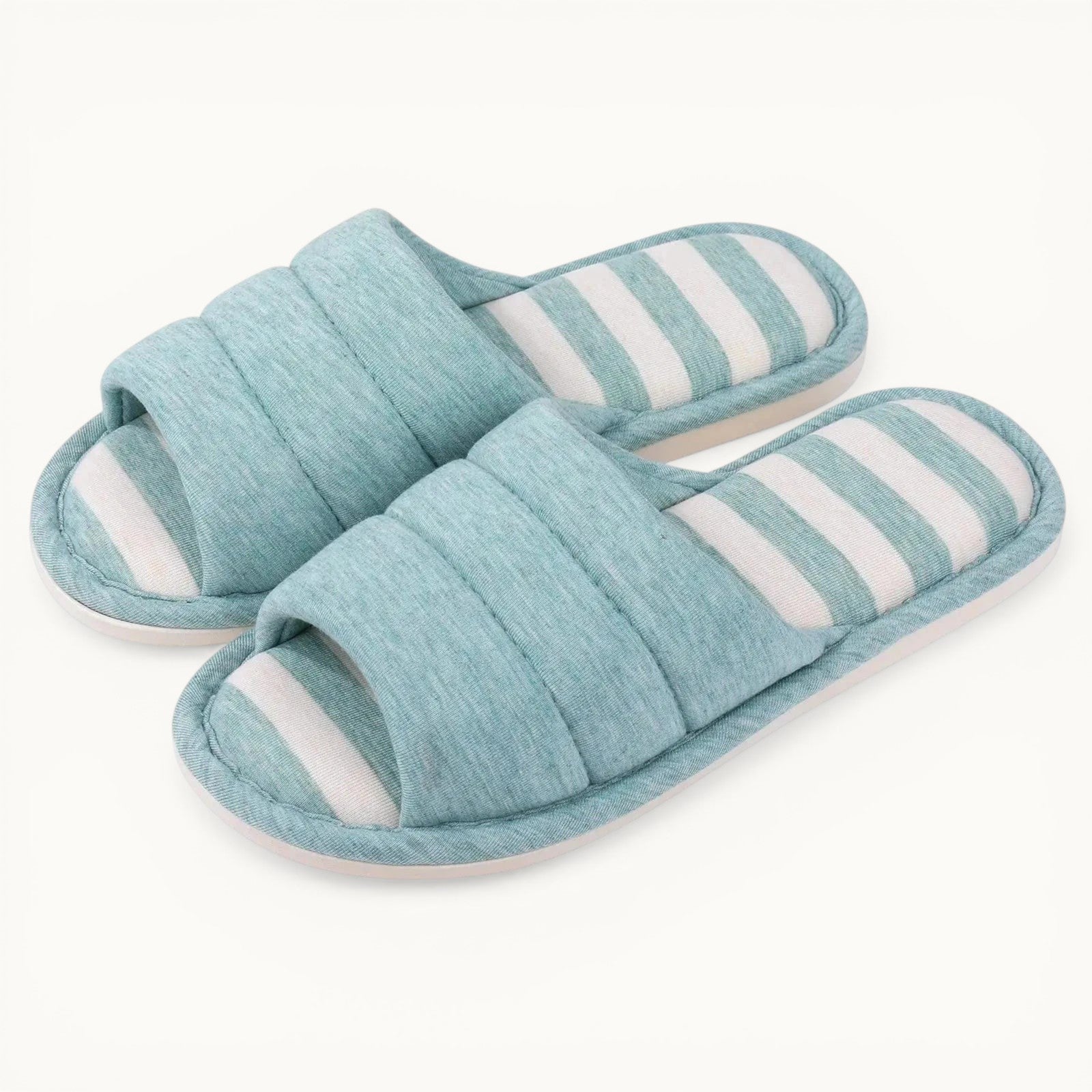 Comwarm – pantoufles d'intérieur en coton à bout ouvert pour femmes, tongs souples et décontractées pour la maison, en mousse à mémoire de forme, chaussures plates pour chambre à coucher Teal / 43-44(10.2-10.4inch) / CHINA
