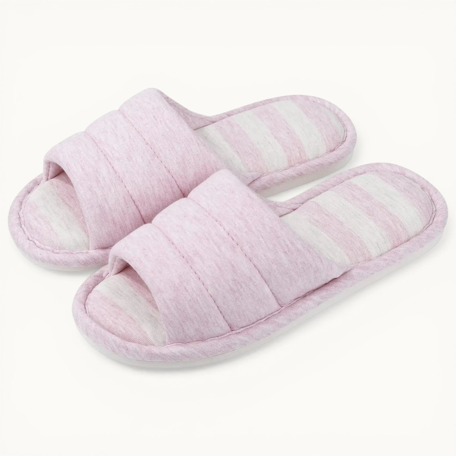 Comwarm – pantoufles d'intérieur en coton à bout ouvert pour femmes, tongs souples et décontractées pour la maison, en mousse à mémoire de forme, chaussures plates pour chambre à coucher Update Pink / 43-44(10.2-10.4inch) / CHINA