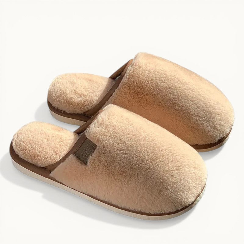 Gacimy-Pantoufles de maison d'hiver pour femmes, chaussures d'intérieur chaudes et floues, diapositives plates décontractées, pantoufles en peluche douces et confortables, pantoufles en fourrure moelleuse, chaussures en co Khaki / 44-45 / CHINA