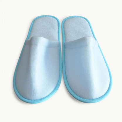 Lot de 5 chaussons d'hôtel Blanc/Bleu / 5 paires de 27cm