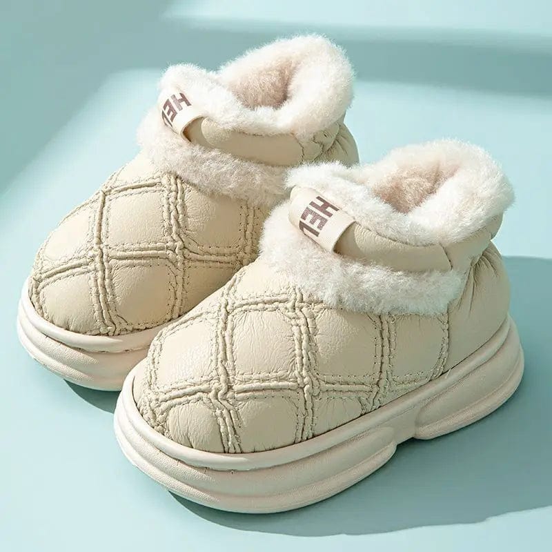 Pantoufle cuir enfant Beige / 20-21