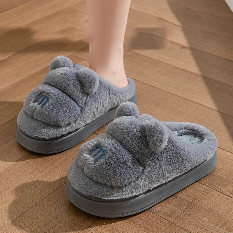 Pantoufle ourson fourrure Gris / 36-37