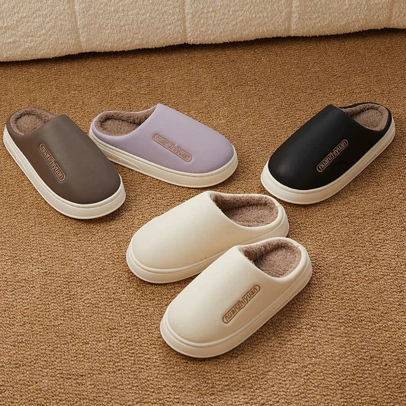 Pantoufles Anti-ALD en Coton Imperméable pour Homme et Femme, Chaussures d'NikChaudes, Souples, Plates, Semelle PVC, pour Couple, Unisexe, Hiver