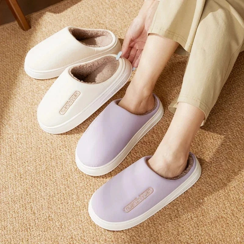 Pantoufles Anti-ALD en Coton Imperméable pour Homme et Femme, Chaussures d'NikChaudes, Souples, Plates, Semelle PVC, pour Couple, Unisexe, Hiver
