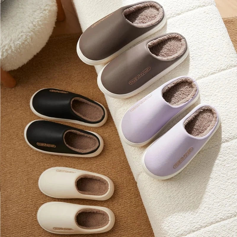Pantoufles Anti-ALD en Coton Imperméable pour Homme et Femme, Chaussures d'NikChaudes, Souples, Plates, Semelle PVC, pour Couple, Unisexe, Hiver