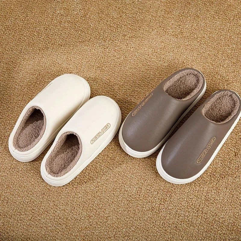 Pantoufles Anti-ALD en Coton Imperméable pour Homme et Femme, Chaussures d'NikChaudes, Souples, Plates, Semelle PVC, pour Couple, Unisexe, Hiver