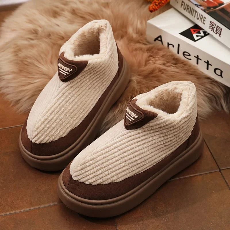 Pantoufles Classiques en Velours Côtelé pour Homme, Chaussures Douces et Chaudes, Confortables, en Coton, pour Maison, Chambre à Coucher, Extérieur, Hiver