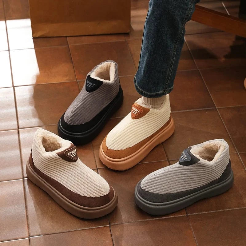 Pantoufles Classiques en Velours Côtelé pour Homme, Chaussures Douces et Chaudes, Confortables, en Coton, pour Maison, Chambre à Coucher, Extérieur, Hiver