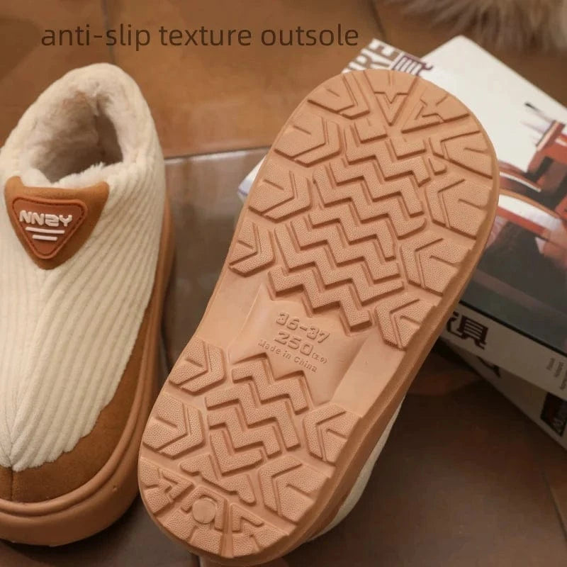 Pantoufles Classiques en Velours Côtelé pour Homme, Chaussures Douces et Chaudes, Confortables, en Coton, pour Maison, Chambre à Coucher, Extérieur, Hiver