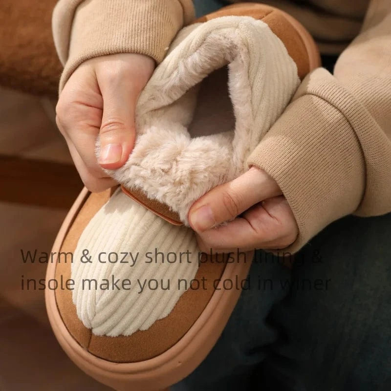 Pantoufles Classiques en Velours Côtelé pour Homme, Chaussures Douces et Chaudes, Confortables, en Coton, pour Maison, Chambre à Coucher, Extérieur, Hiver