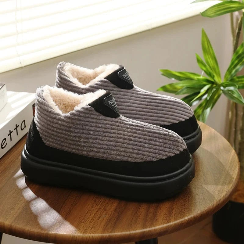 Pantoufles Classiques en Velours Côtelé pour Homme, Chaussures Douces et Chaudes, Confortables, en Coton, pour Maison, Chambre à Coucher, Extérieur, Hiver