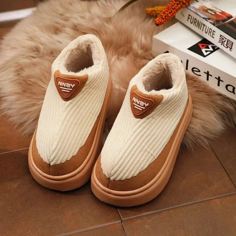Pantoufles Classiques en Velours Côtelé pour Homme, Chaussures Douces et Chaudes, Confortables, en Coton, pour Maison, Chambre à Coucher, Extérieur, Hiver Khaki / 42-43