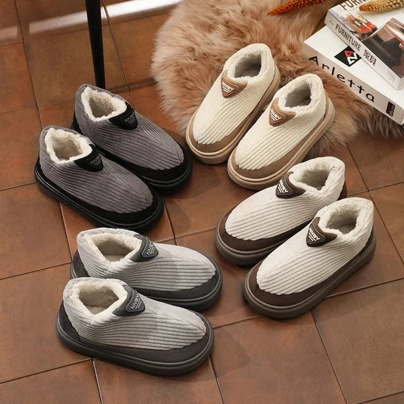 Pantoufles Classiques en Velours Côtelé pour Homme, Chaussures Douces et Chaudes, Confortables, en Coton, pour Maison, Chambre à Coucher, Extérieur, Hiver