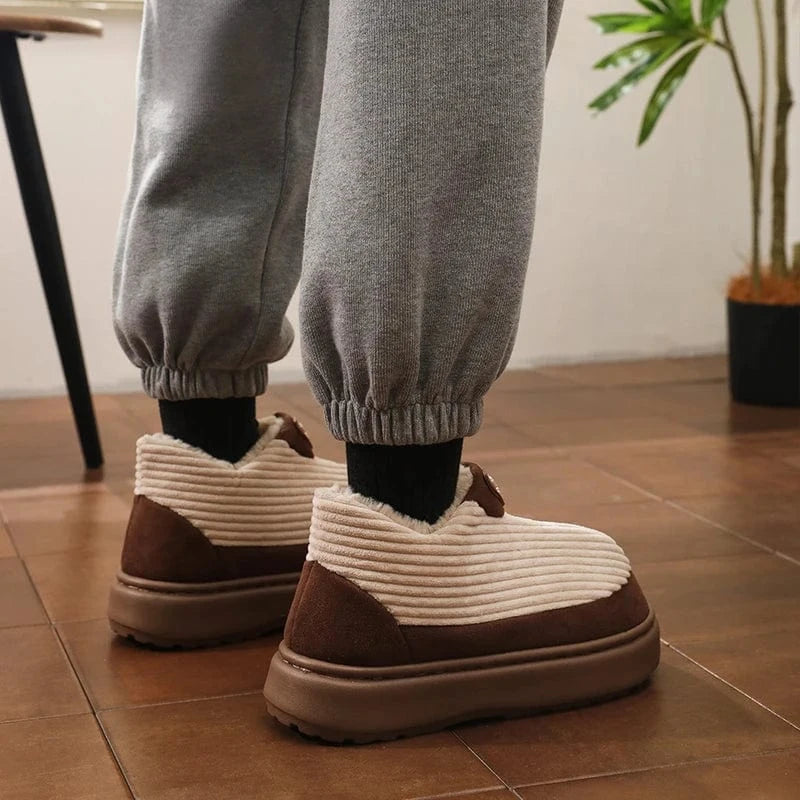 Pantoufles Classiques en Velours Côtelé pour Homme, Chaussures Douces et Chaudes, Confortables, en Coton, pour Maison, Chambre à Coucher, Extérieur, Hiver