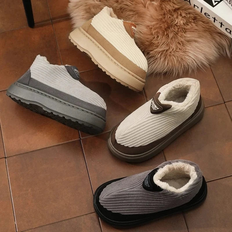 Pantoufles Classiques en Velours Côtelé pour Homme, Chaussures Douces et Chaudes, Confortables, en Coton, pour Maison, Chambre à Coucher, Extérieur, Hiver