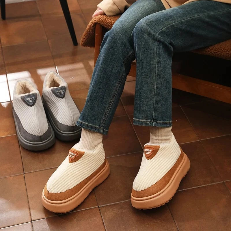 Pantoufles Classiques en Velours Côtelé pour Homme, Chaussures Douces et Chaudes, Confortables, en Coton, pour Maison, Chambre à Coucher, Extérieur, Hiver