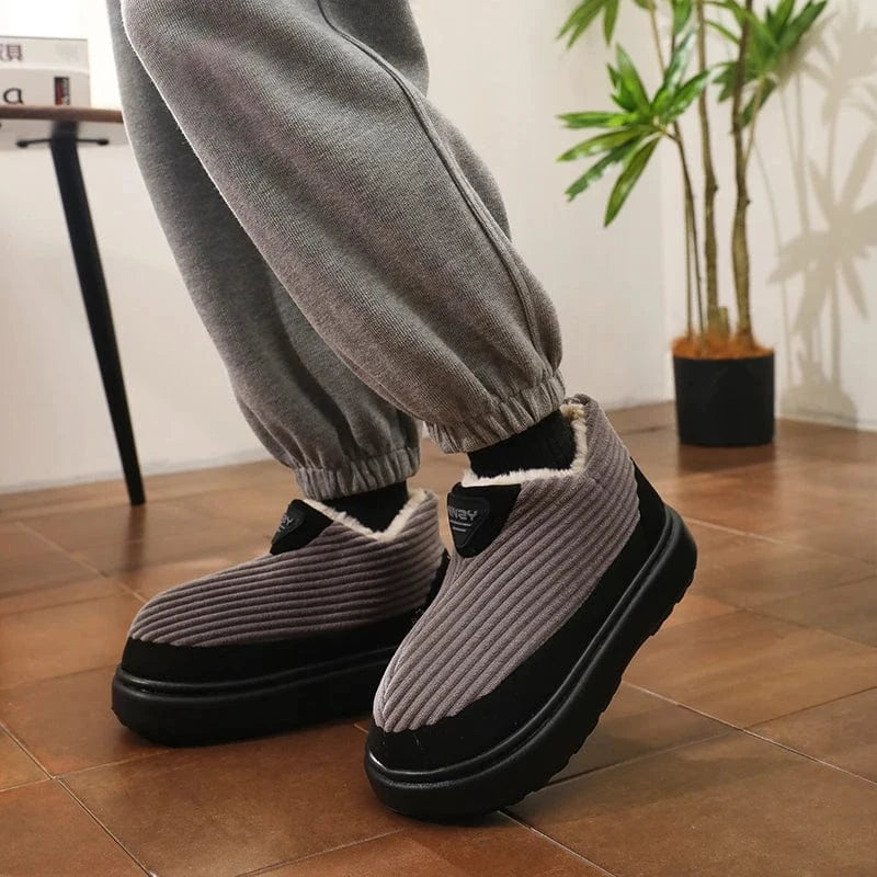 Pantoufles Classiques en Velours Côtelé pour Homme, Chaussures Douces et Chaudes, Confortables, en Coton, pour Maison, Chambre à Coucher, Extérieur, Hiver