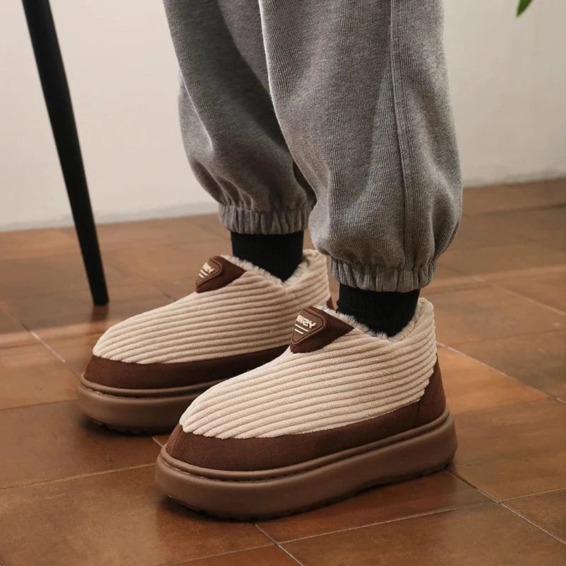 Pantoufles Classiques en Velours Côtelé pour Homme, Chaussures Douces et Chaudes, Confortables, en Coton, pour Maison, Chambre à Coucher, Extérieur, Hiver