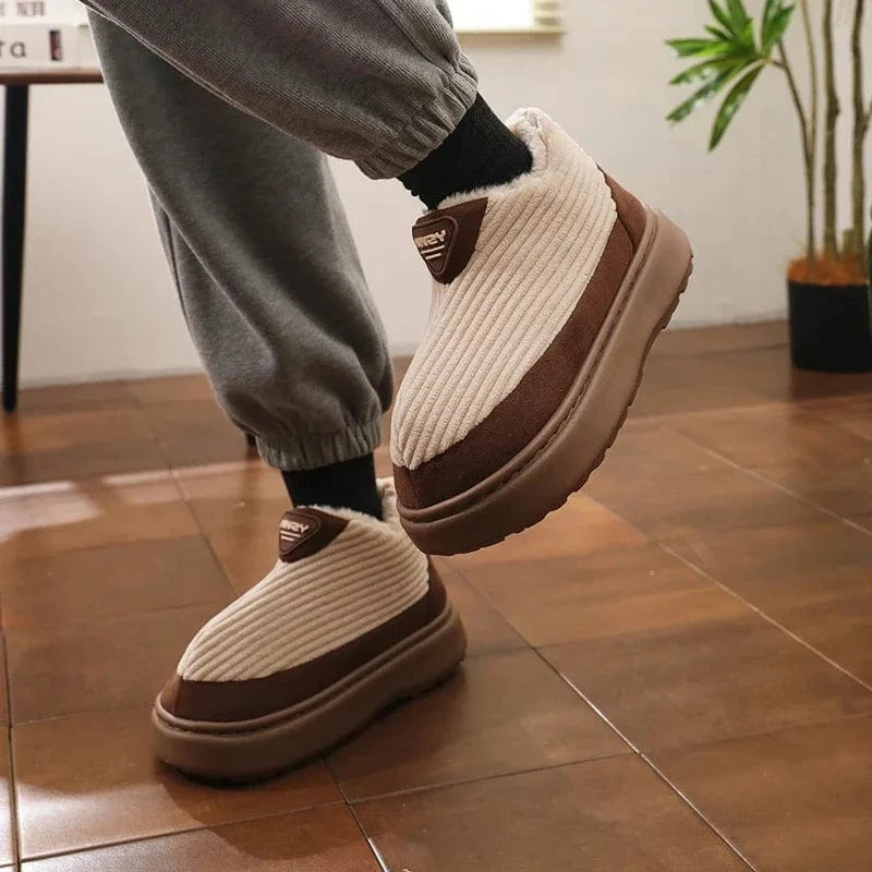Pantoufles Classiques en Velours Côtelé pour Homme, Chaussures Douces et Chaudes, Confortables, en Coton, pour Maison, Chambre à Coucher, Extérieur, Hiver