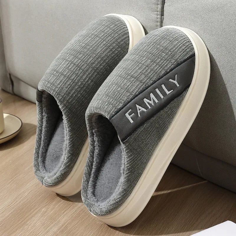 New Fashion Big Size 48 49 Men Winter Warm Slippers Women House Bedroom Couples Non Slip Shoes Thick Sole Flats Plush Slides A-Grey / 36-37(Suggest 35-36)